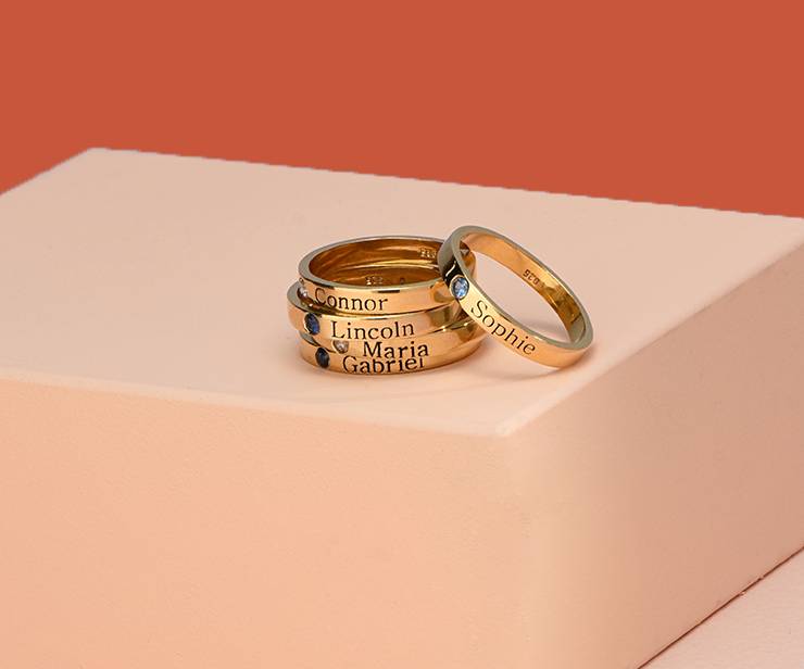 Stackable Birthstone Name Ring