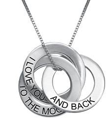 Russian Ring Necklace with Engraving in Sterling Silver
