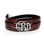 Wrap Around Monogram Leather Bracelet