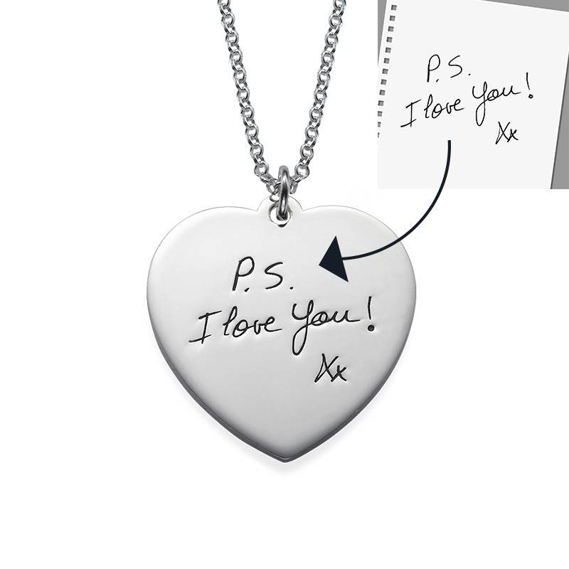 Handwriting Heart Necklace in Silver-2 product photo