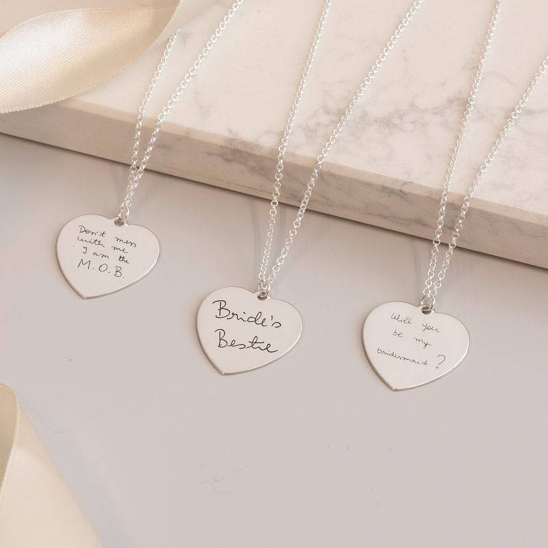 Handwriting Heart Necklace in Silver-4 product photo