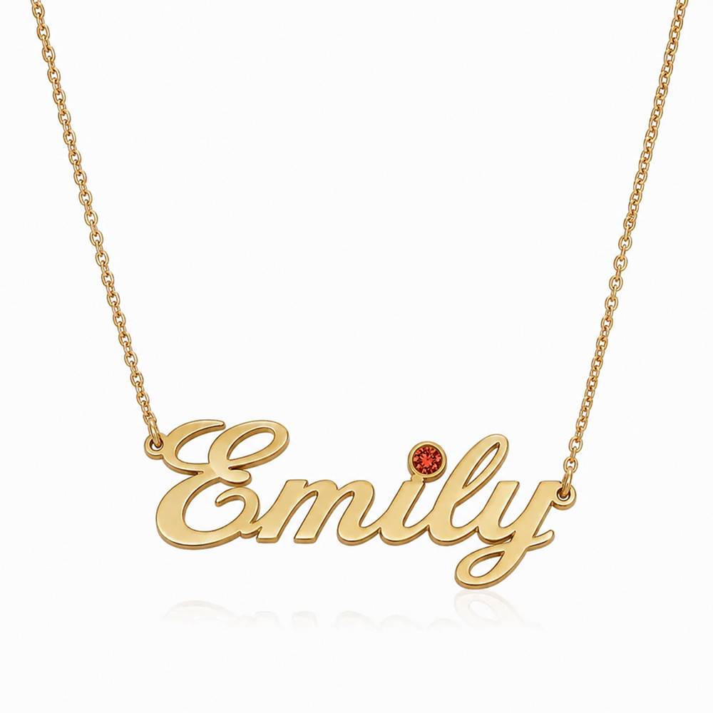 Name Necklace with Birthstone in Gold Plating-2 product photo