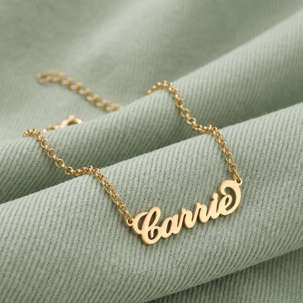 Carrie Name Bracelet in Gold Vermeil-4 product photo
