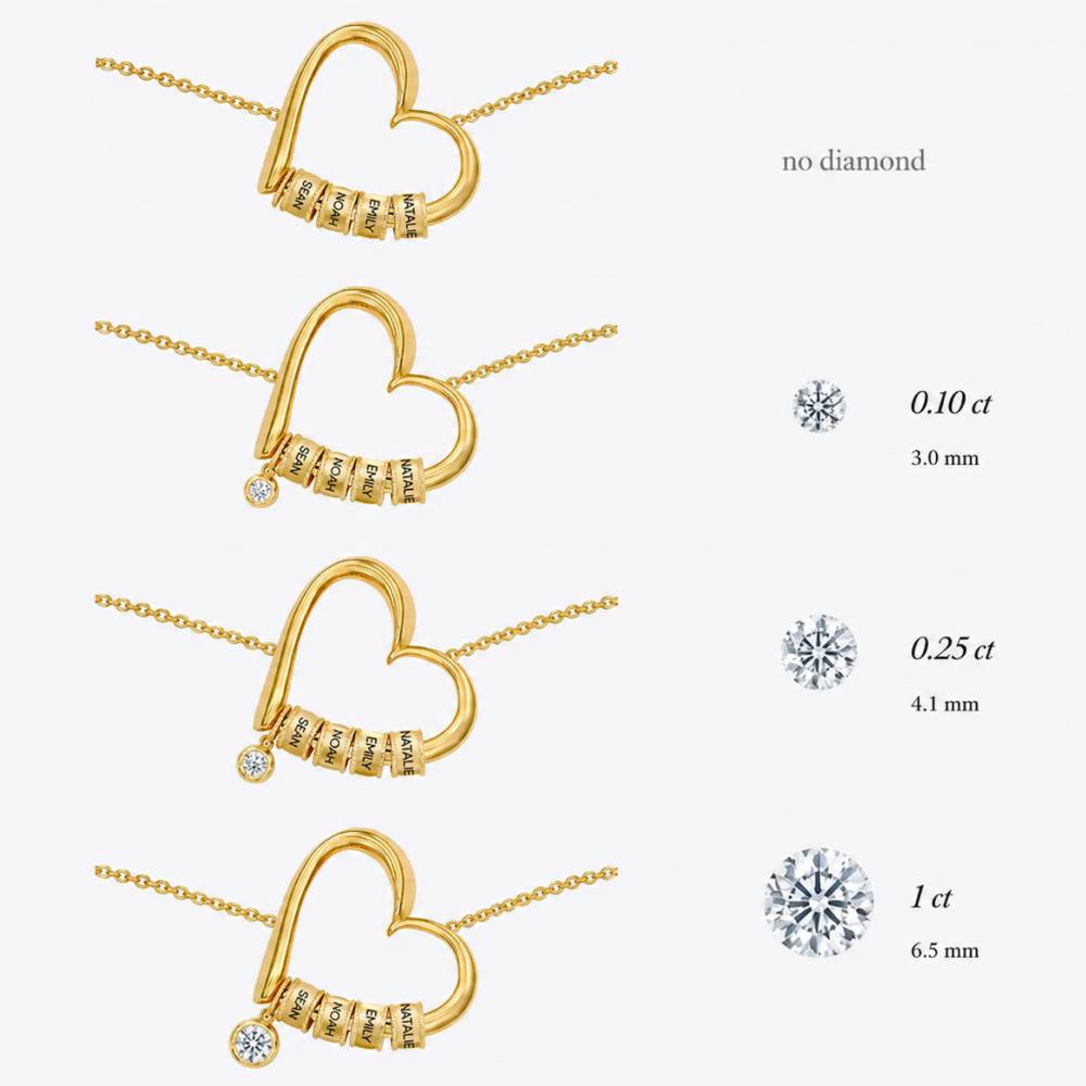 Charming Heart Necklace with Engraved Beads & 0.25CT Diamond in Gold Vermeil-5 product photo