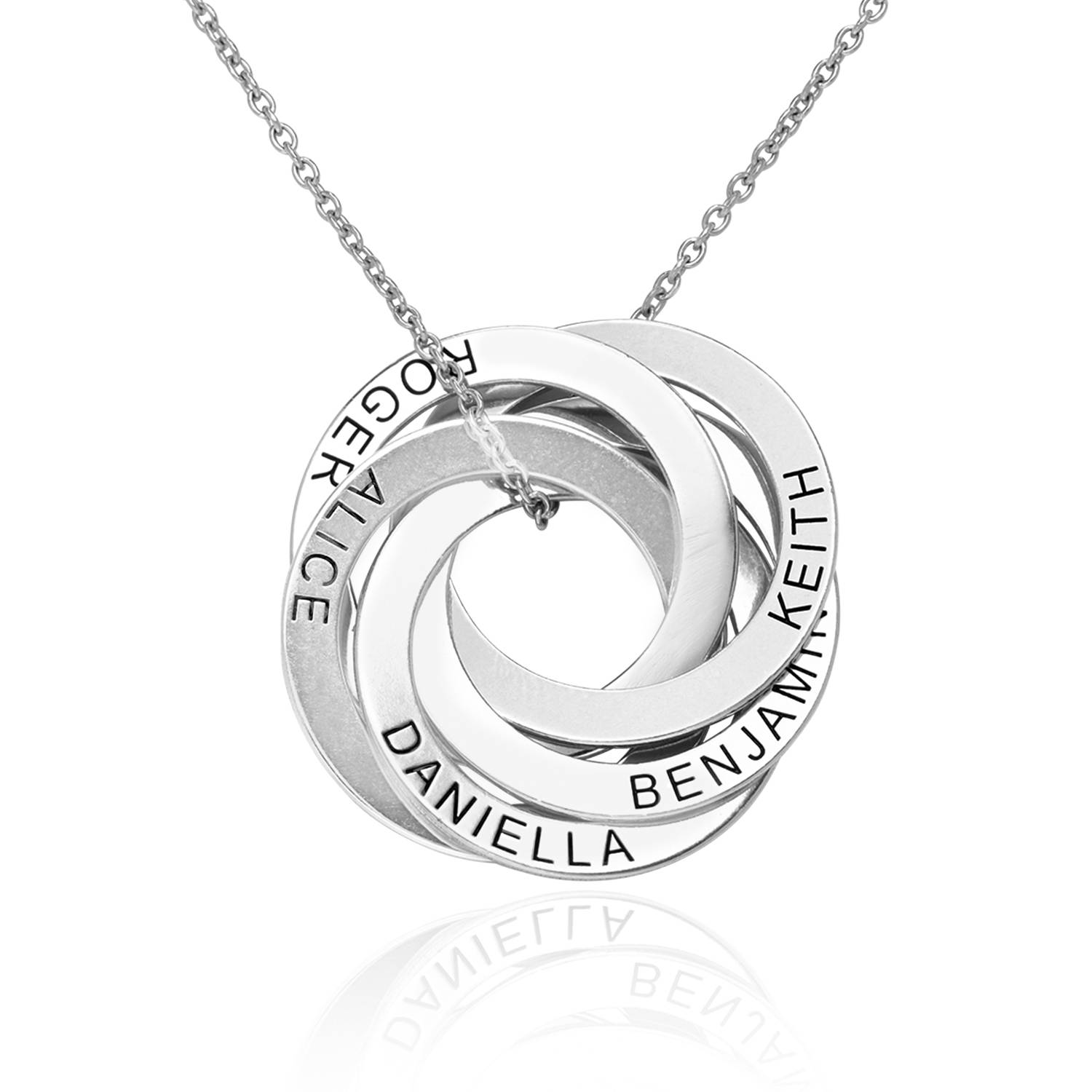 Russian Ring Necklace with 5 Rings in Silver - Theo Grace