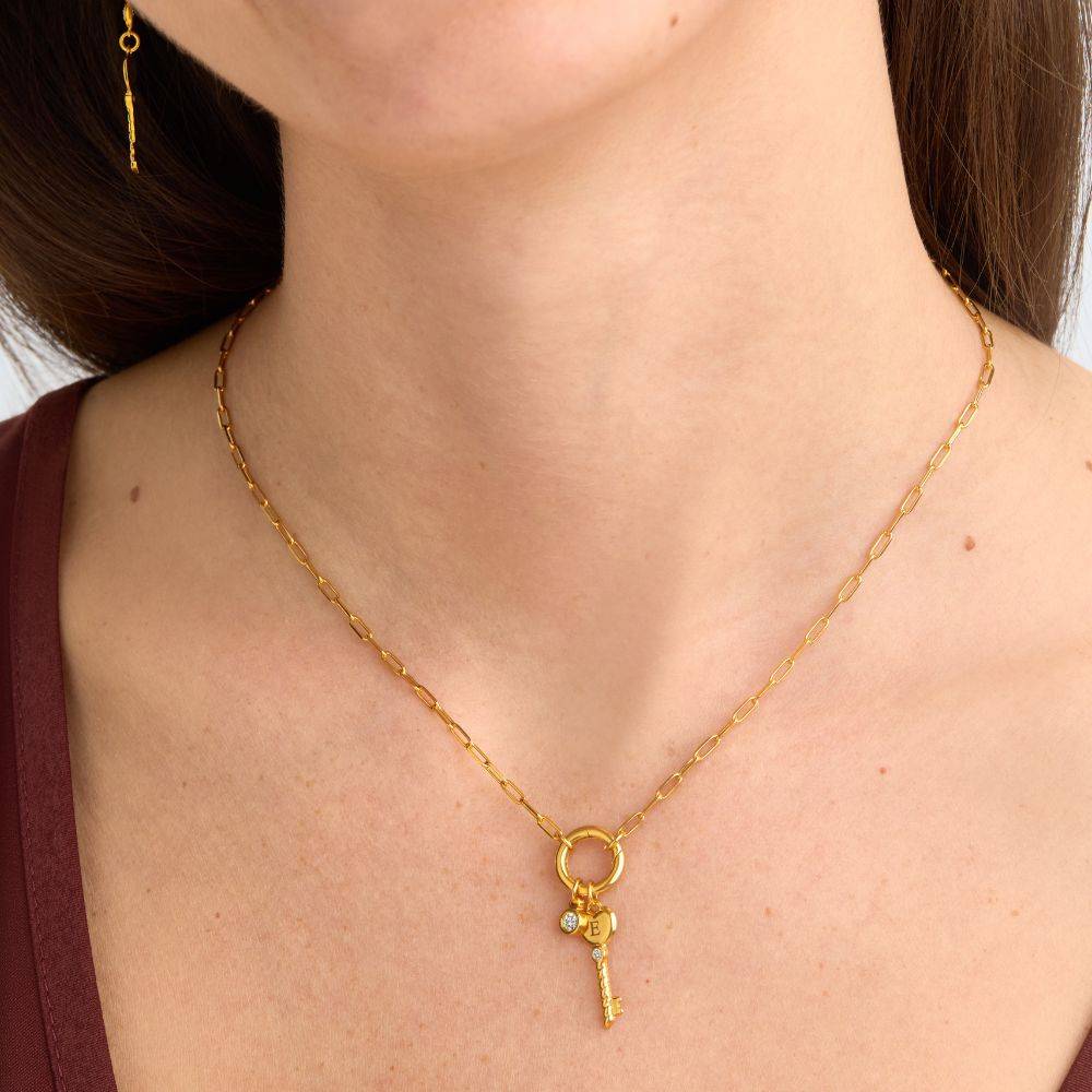 All Locked In Initial Necklace in Gold With Diamond-4 All Locked In Initial Necklace in Gold With Diamond-4 product photo
