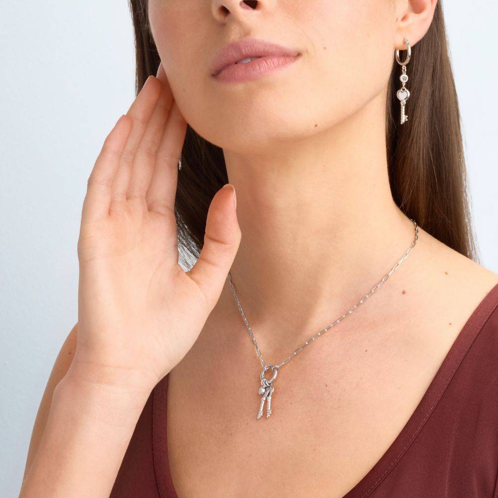 All Locked In Initial Necklace in Silver with Diamond-2 All Locked In Initial Necklace in Silver with Diamond-2 product photo