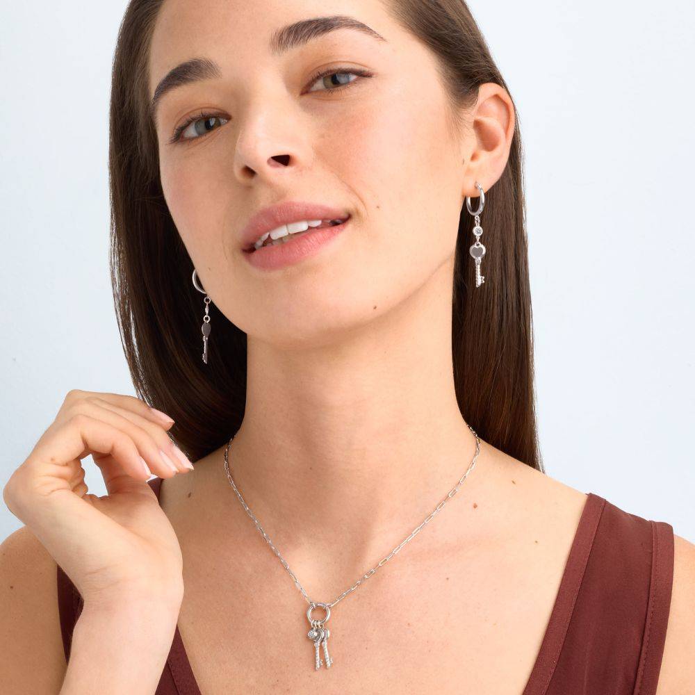All Locked In Initial Necklace in Silver with Diamond-5 All Locked In Initial Necklace in Silver with Diamond-5 product photo