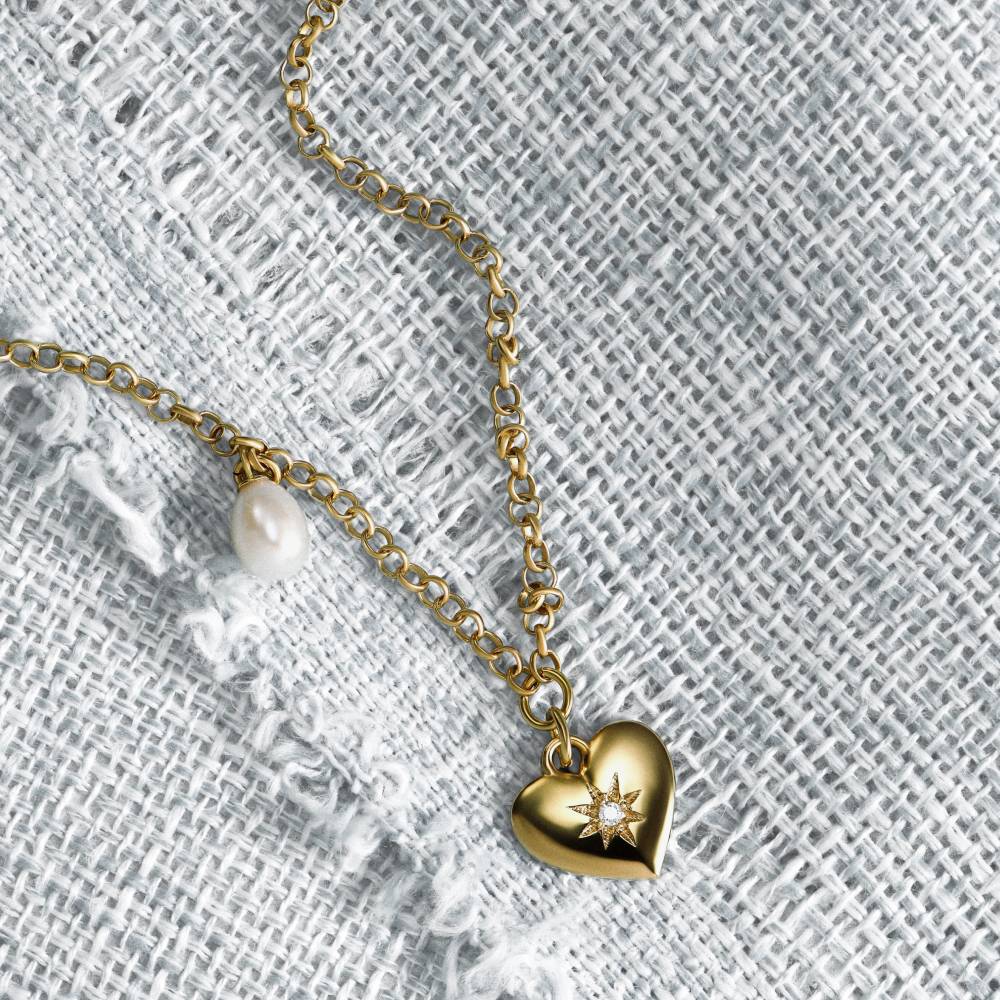 Always & Forever Pearl & Diamond Necklace in Gold Plating-3 Always & Forever Pearl & Diamond Necklace in Gold Plating-3 product photo