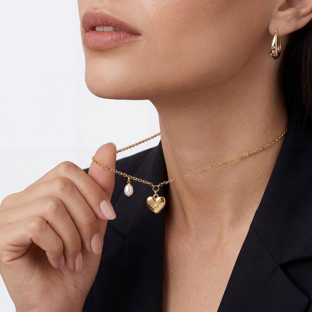 Always & Forever Pearl & Diamond Necklace in Gold Plating-2 Always & Forever Pearl & Diamond Necklace in Gold Plating-2 product photo