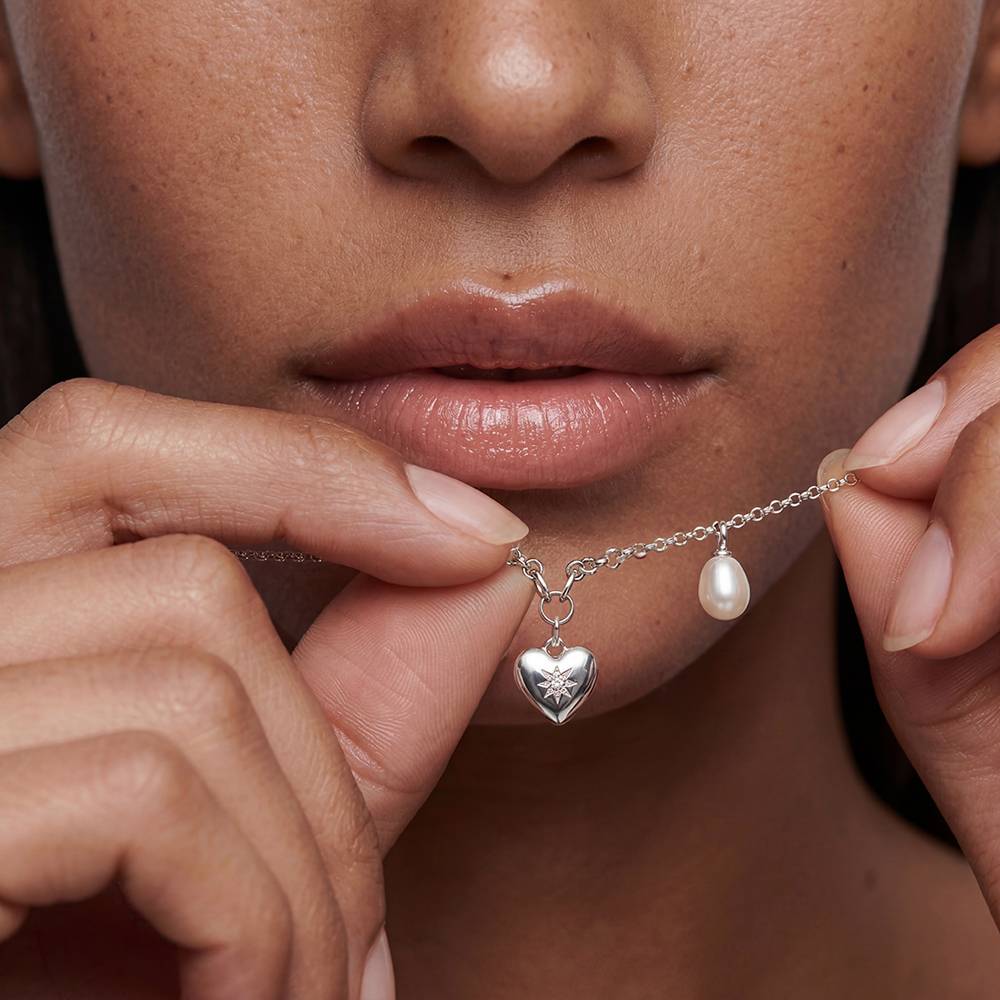 Always & Forever Pearl & Diamond Necklace in Silver-1 Always & Forever Pearl & Diamond Necklace in Silver-1 product photo
