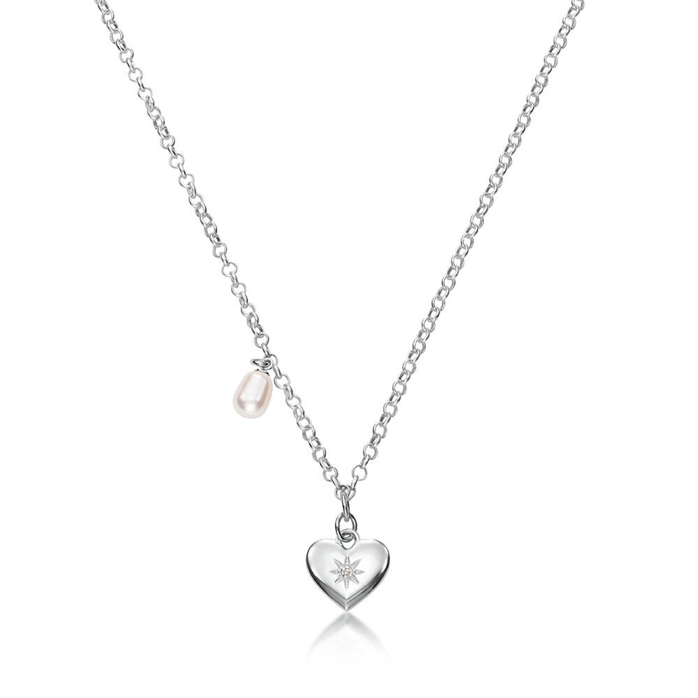 Theo Grace Always & Forever Pearl & Diamond Necklace​ in Silver
