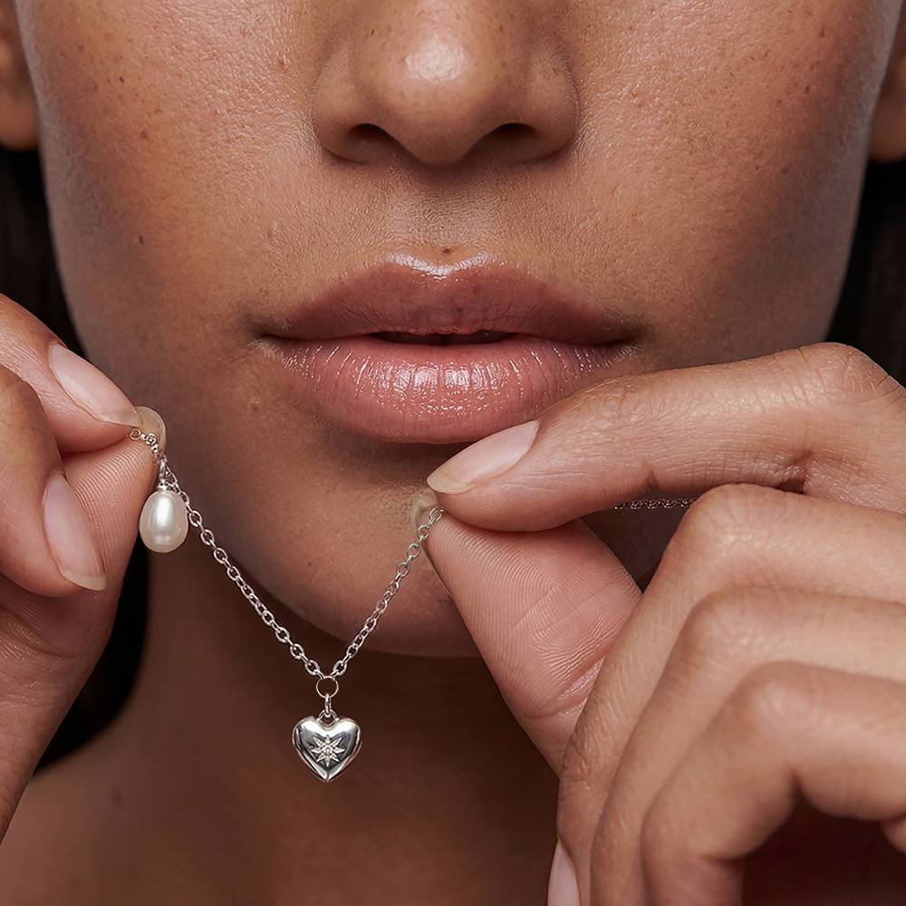 Always & Forever Pearl & Diamond Necklace​ in Silver-4 product photo