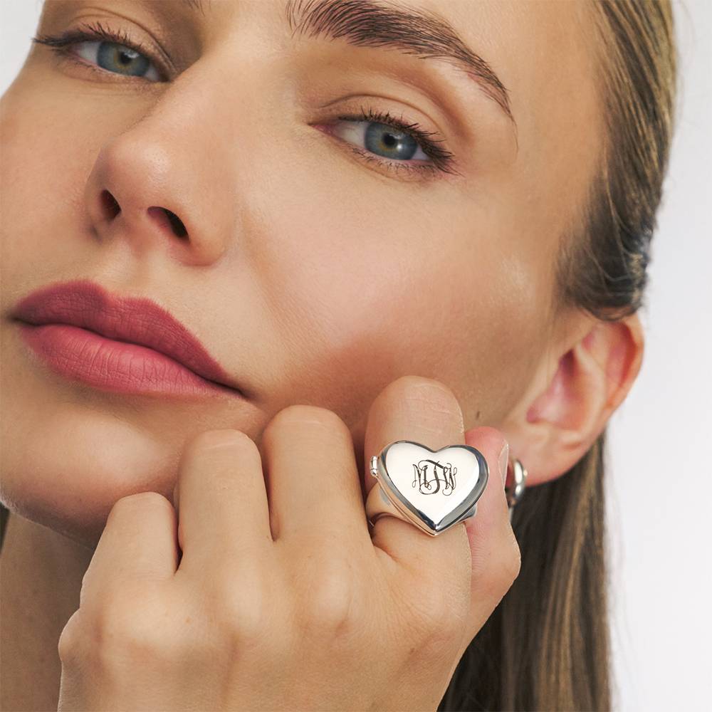 Always in My Heart monogram Ring in Silver Finish-1 product photo
