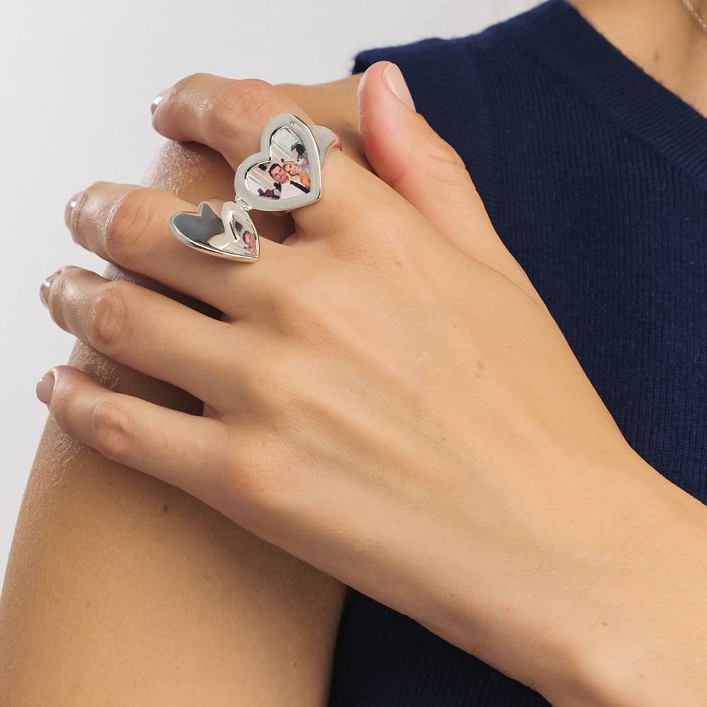 Always in My Heart Photo Monogram Ring in Silver Finish-1 product photo