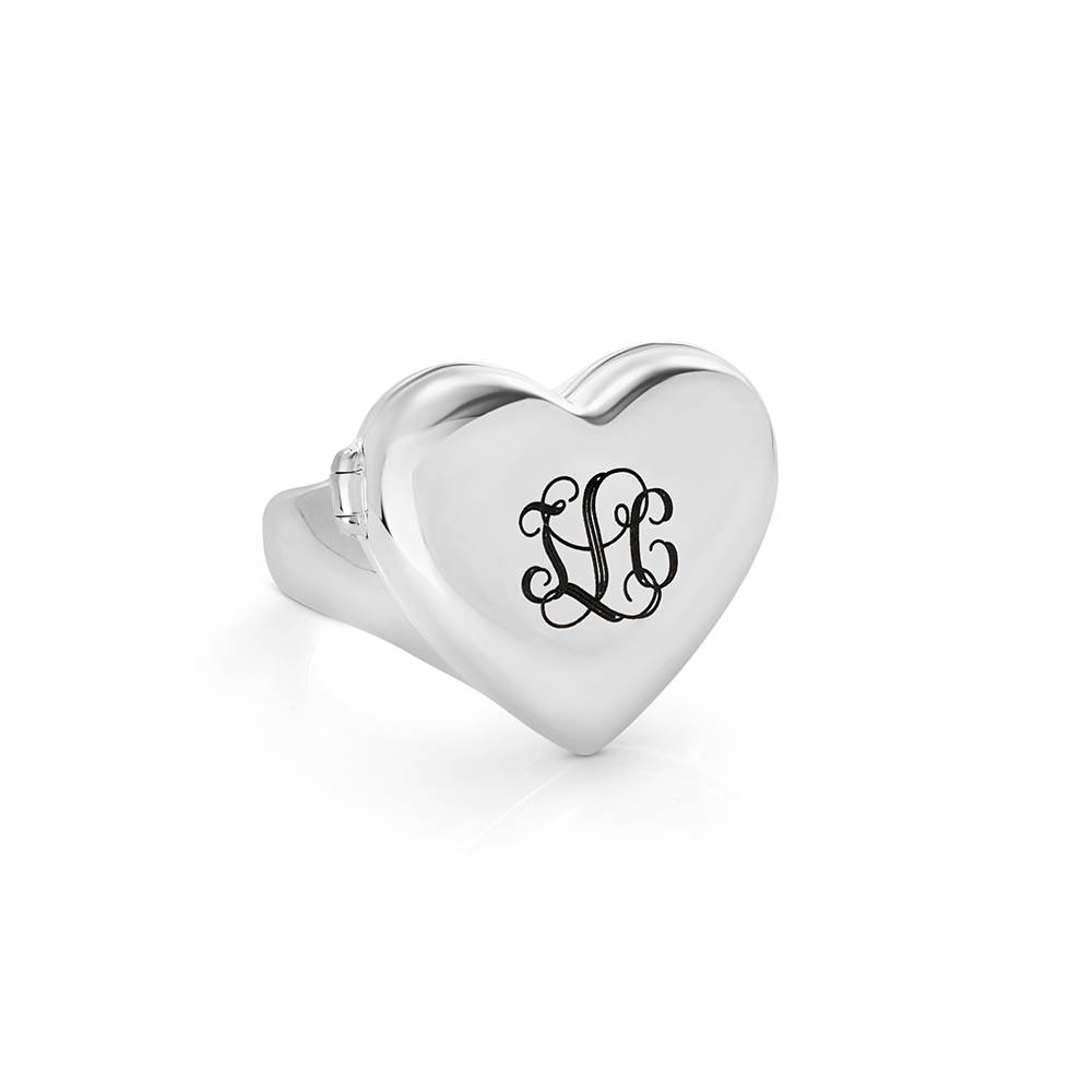 Always in My Heart Photo Monogram Ring in Silver Finish-4 product photo