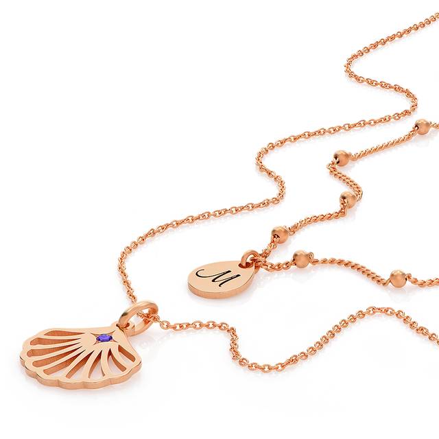 Ariel Shell Initial Necklace with Birthstone in Rose Gold Plating ...