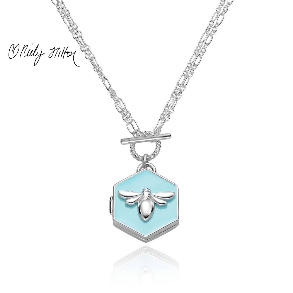Bee Loved Locket with Blue Enamel-6 Bee Loved Locket with Blue Enamel-6 product photo