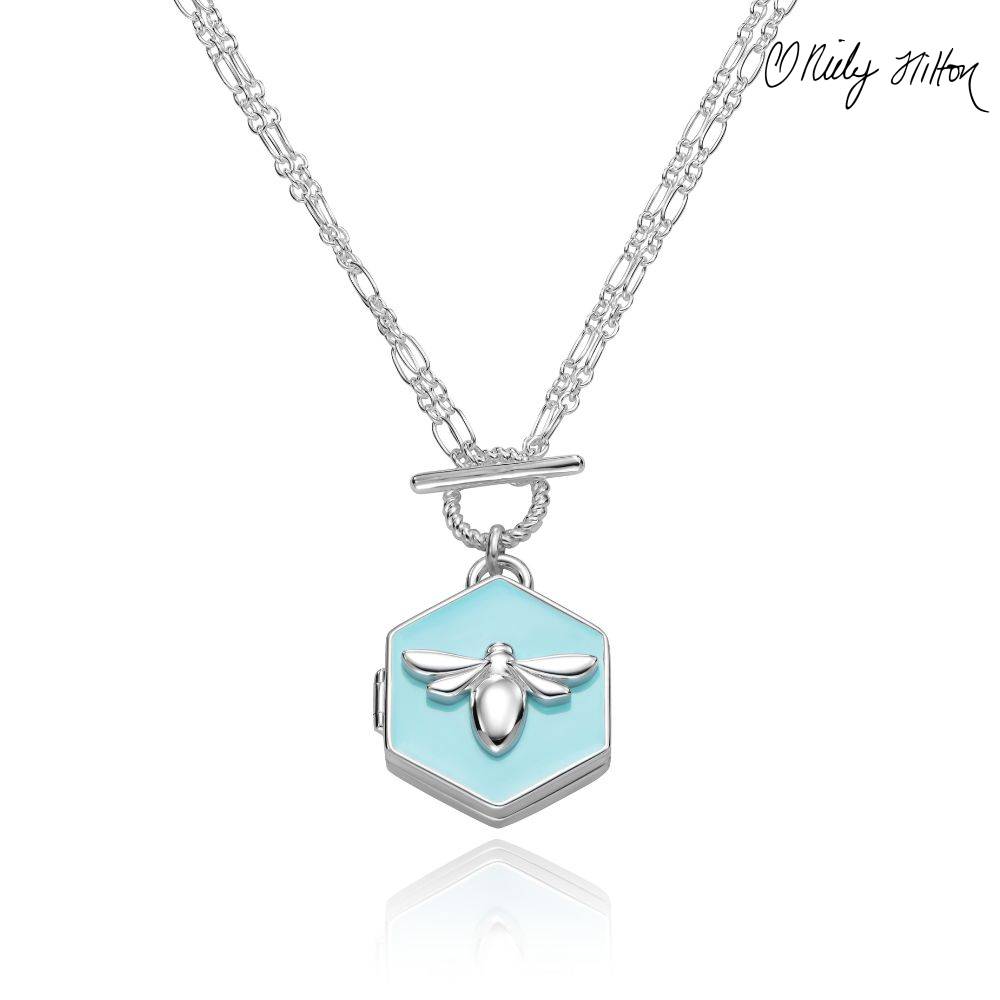 Bee Loved Locket with Blue Enamel product photo