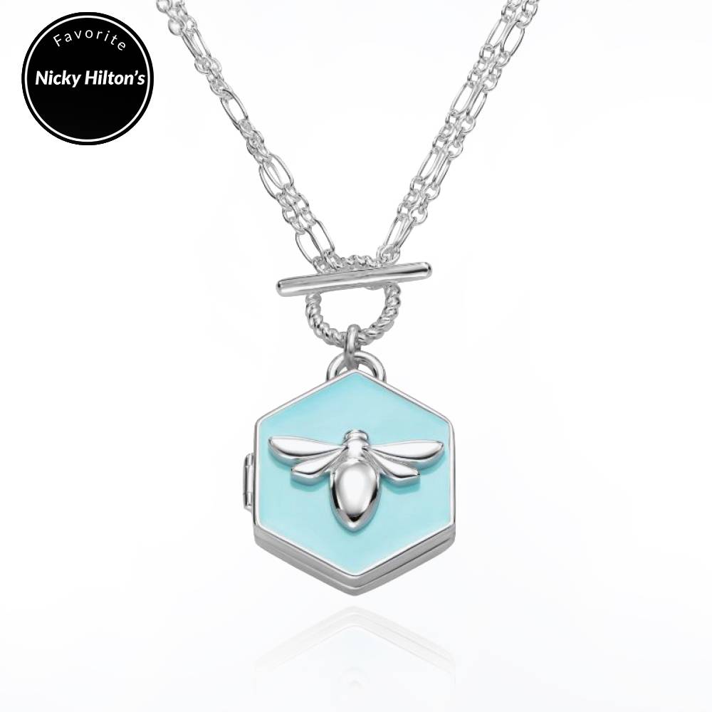 Bee Loved Photo Locket with Blue Enamel-5 product photo