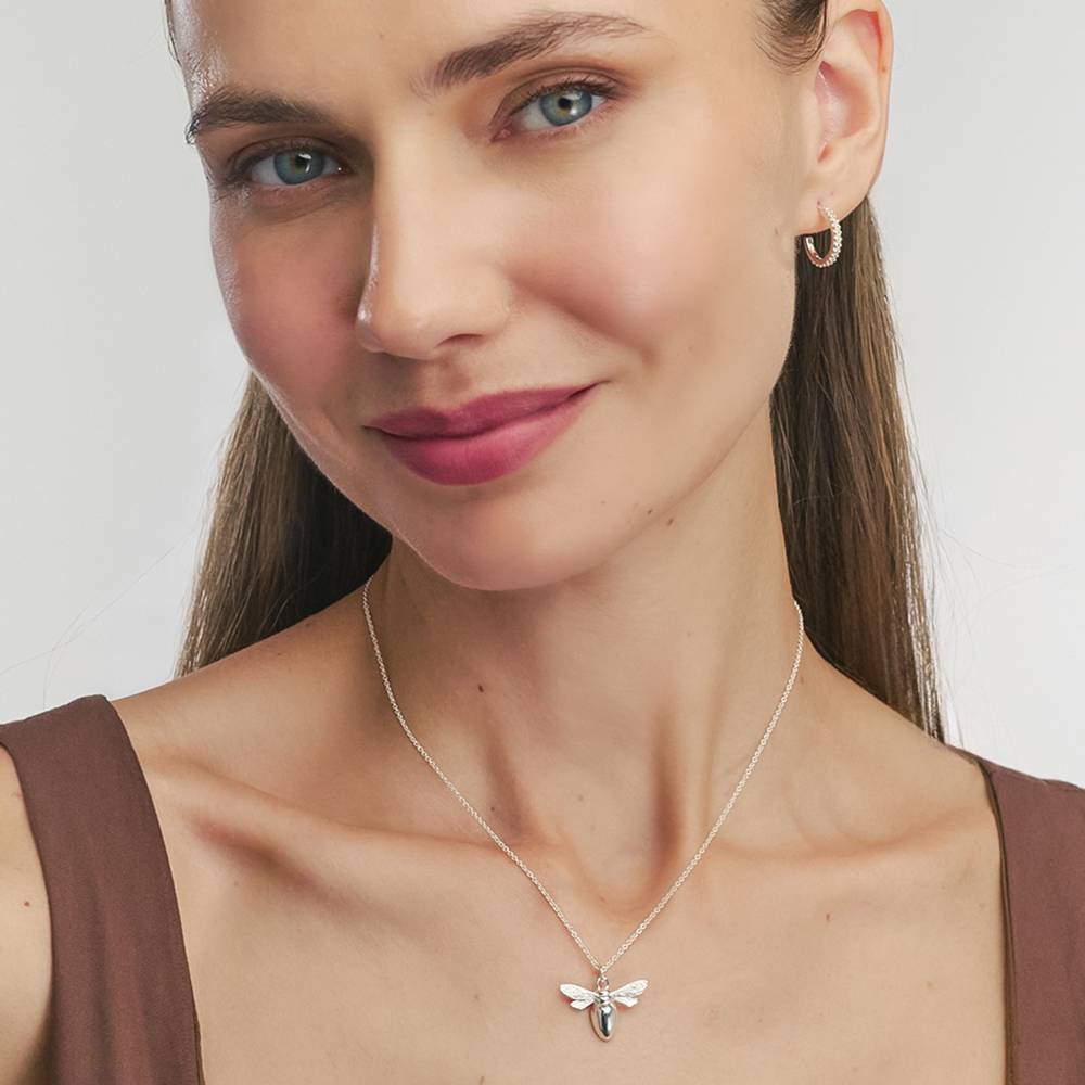 Bee Pendant Necklace in Silver Finish-2 product photo