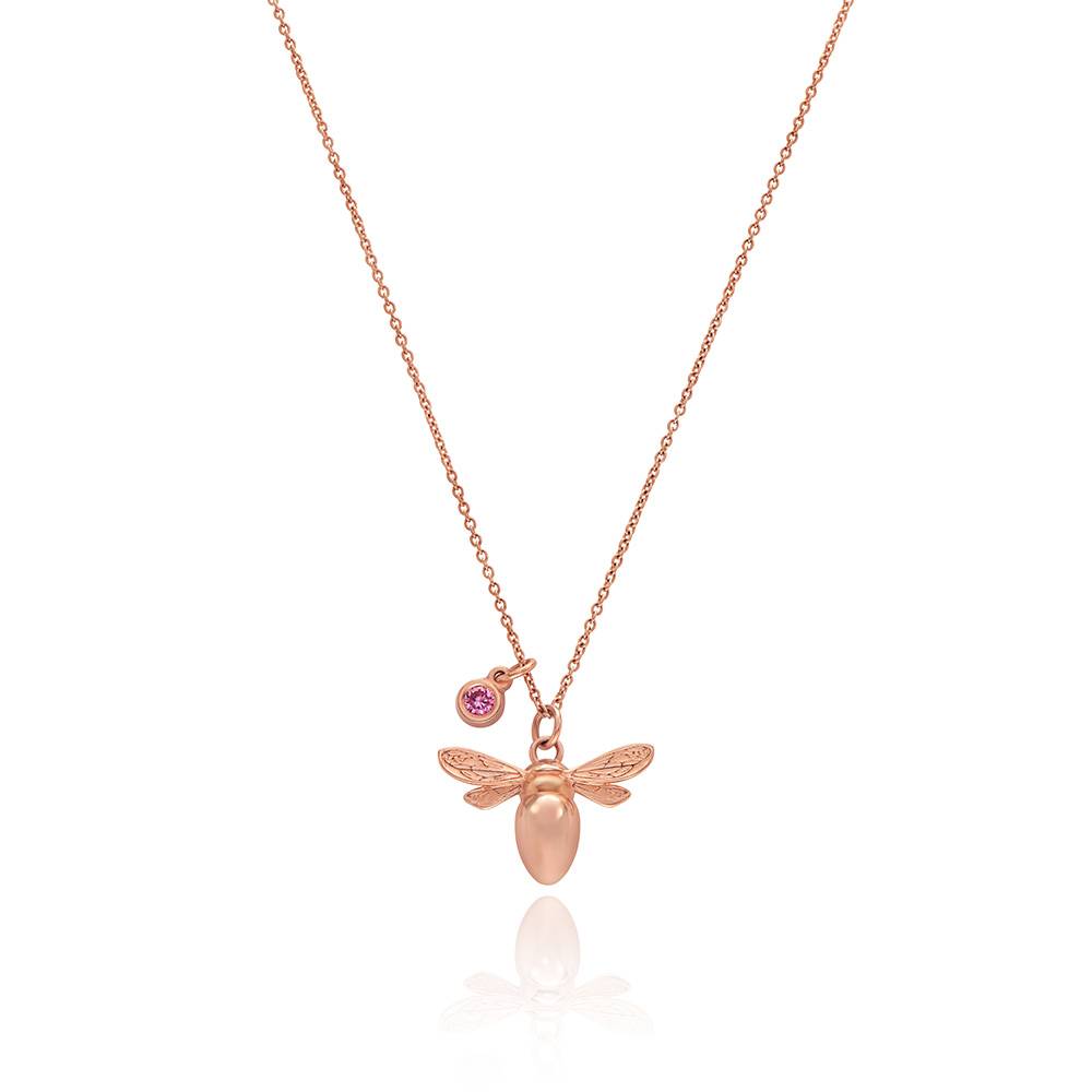 Bee Pink Breast Cancer Awareness Necklace with Pink CZ in Rose Gold Finish-1 Bee Pink Breast Cancer Awareness Necklace with Pink CZ in Rose Gold Finish-1 product photo
