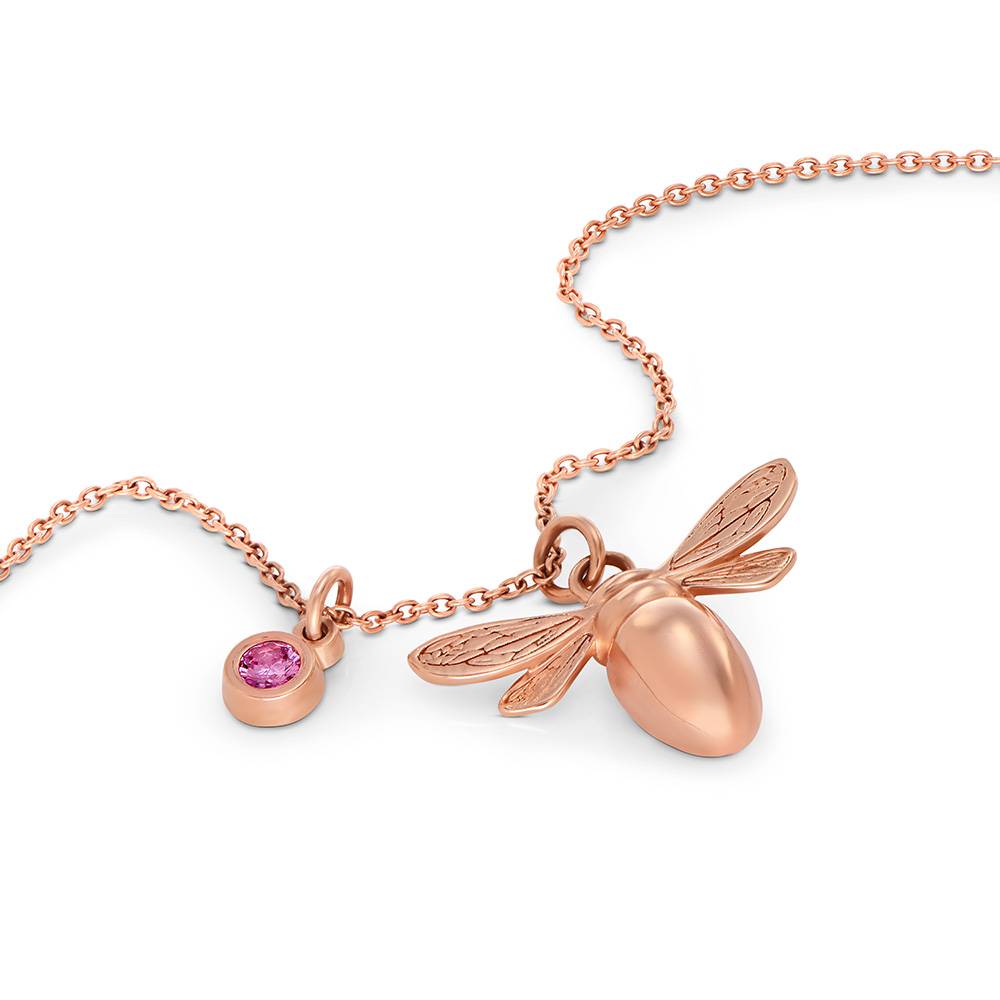 Bee Pink Breast Cancer Awareness Necklace with Pink CZ in Rose Gold Finish-2 Bee Pink Breast Cancer Awareness Necklace with Pink CZ in Rose Gold Finish-2 product photo