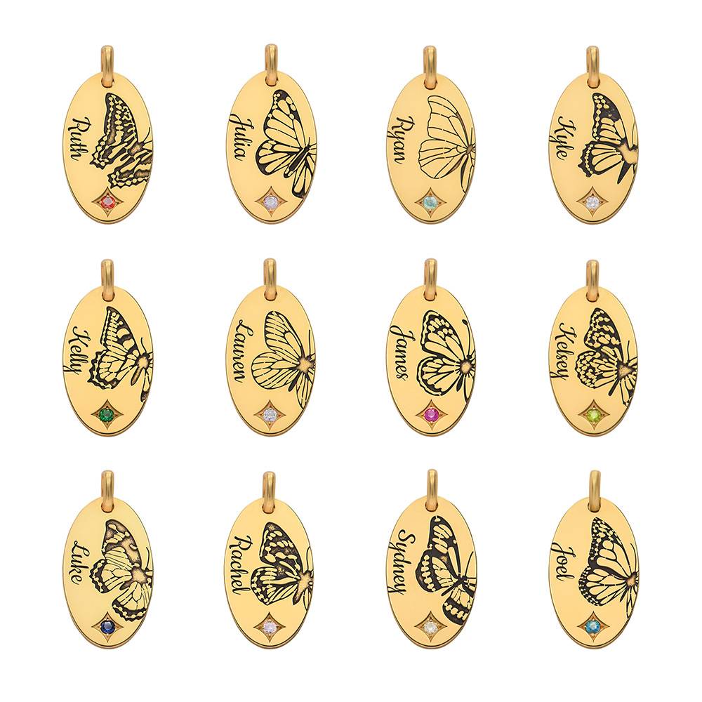 Birth Butterfly & Stone Layered Necklace in 18K Gold Plating-5 Birth Butterfly & Stone Layered Necklace in 18K Gold Plating-5 product photo