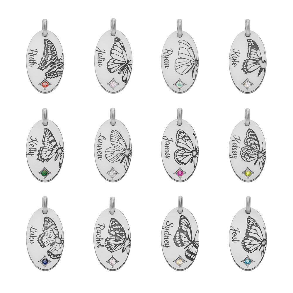 Birth Butterfly & Stone Layered Necklace in Sterling Silver-3 product photo