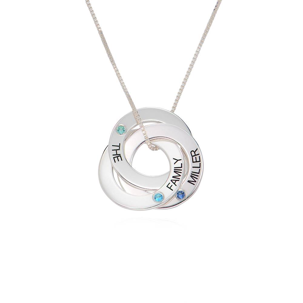 Russian Ring Necklace with Birthstones in Silver-2 product photo