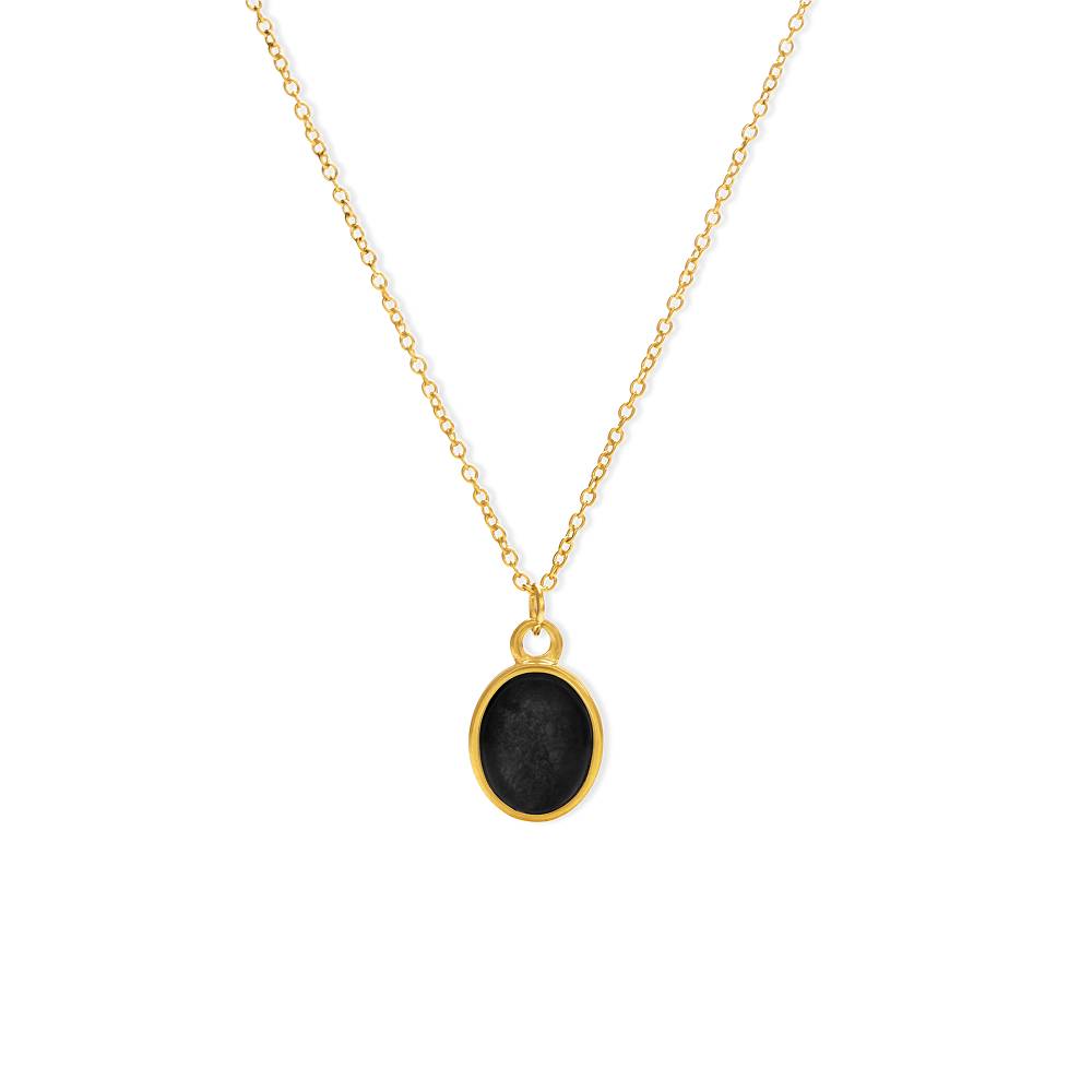 Black Cabochon Pendant Necklace in Gold Plating-1 product photo
