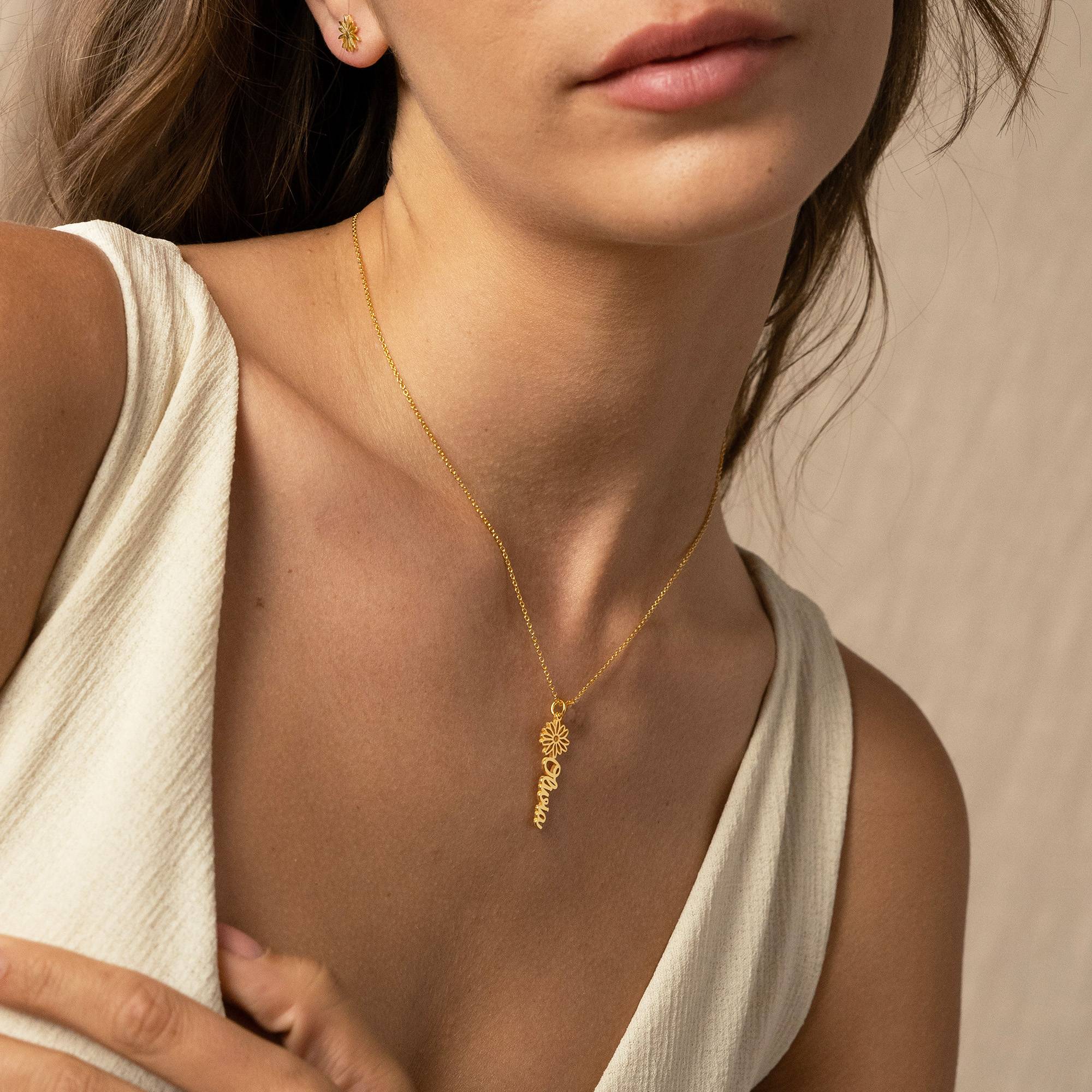 Blooming Birth Flower Name Necklace in 18K Gold Vermeil-5 Blooming Birth Flower Name Necklace in 18K Gold Vermeil-5 product photo