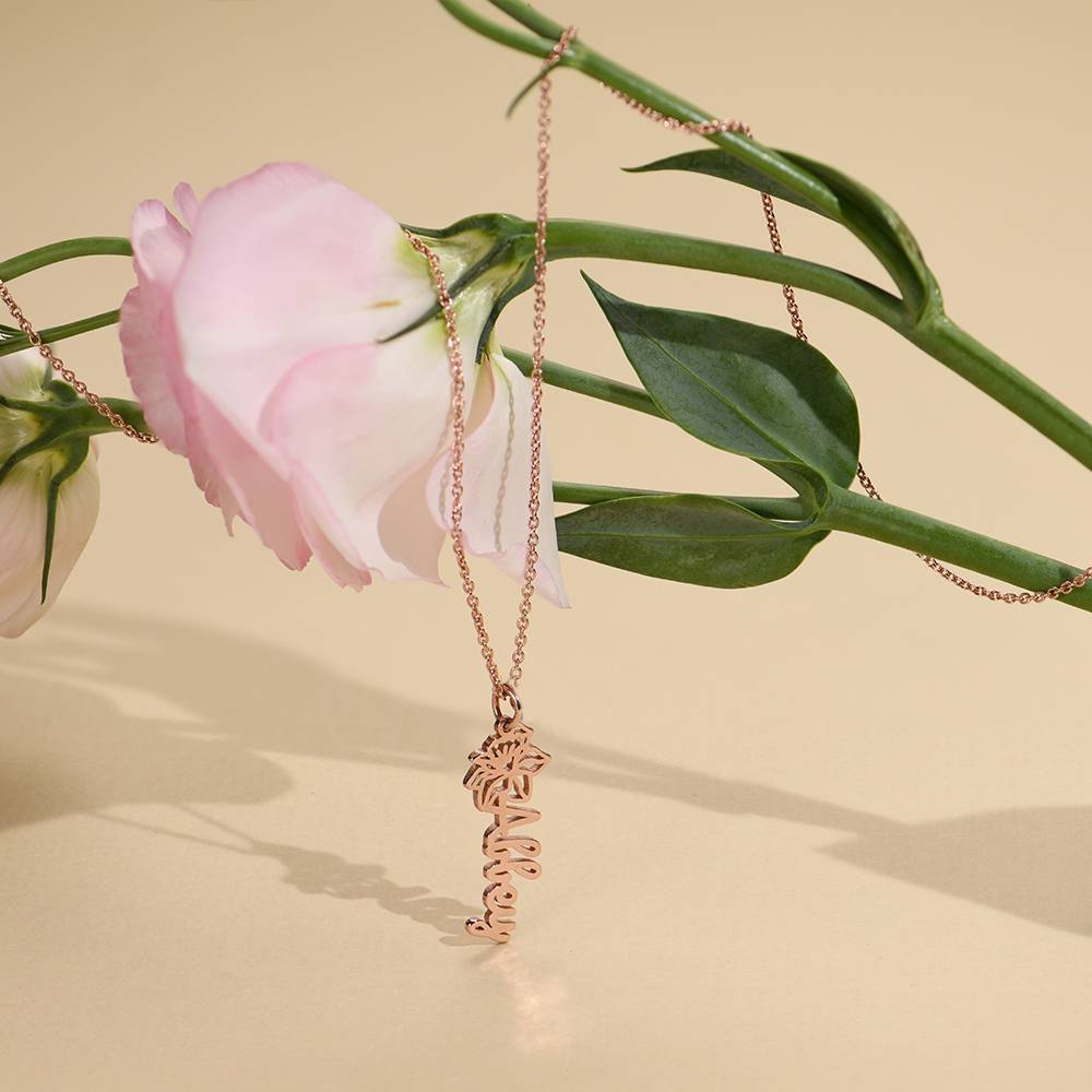 Blooming Birth Flower Name Necklace in 18K Rose Gold Plating-3 Blooming Birth Flower Name Necklace in 18K Rose Gold Plating-3 product photo