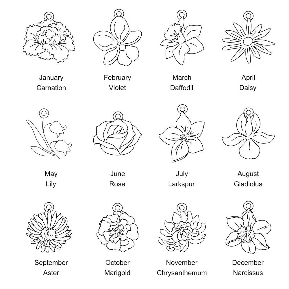 Blooming Birth Flower Name Necklace with Birthstone in 14K Yellow Gold-9 product photo