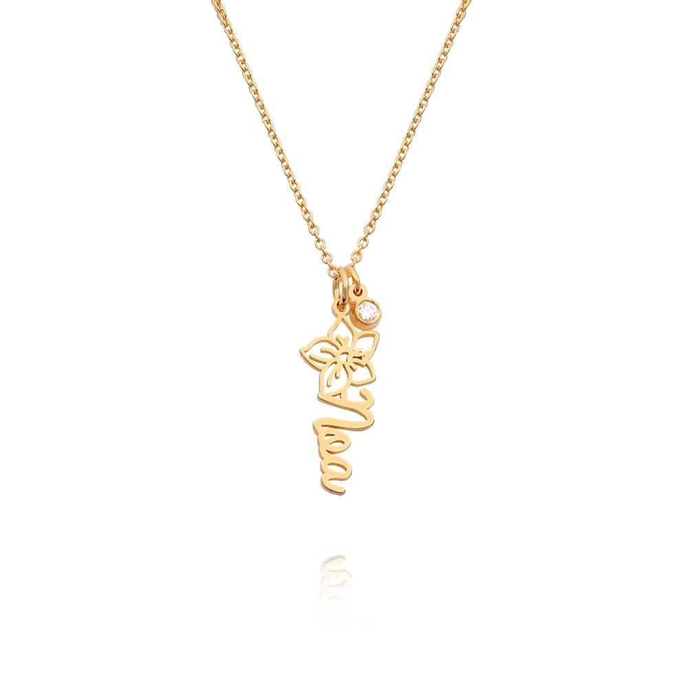 Blooming Birth Flower Name Necklace with 0.05CT Diamond in 18K Gold Plating-5 product photo