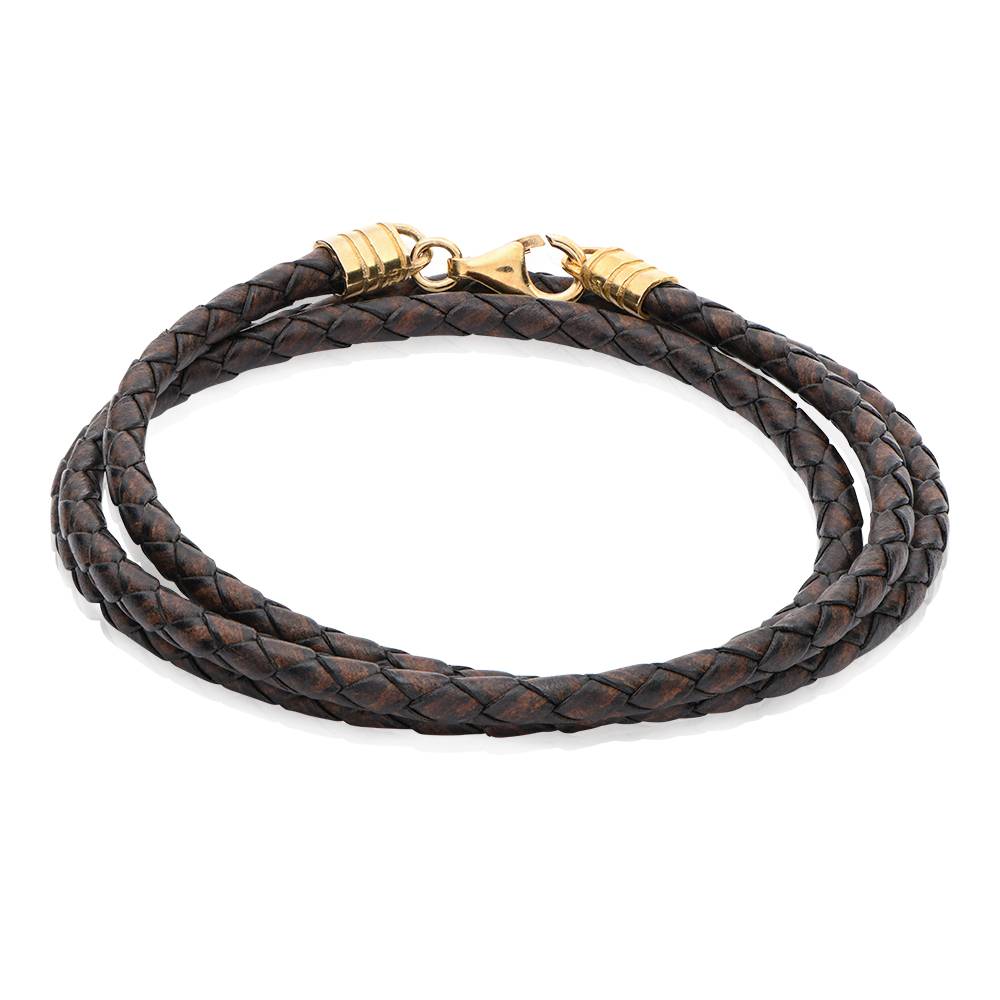 Brown Leather Cord for Women in 18K Gold Vermeil-1 Brown Leather Cord for Women in 18K Gold Vermeil-1 product photo