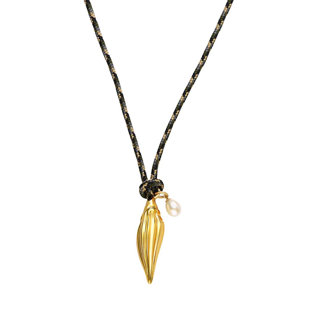 Theo Grace By The Shore Seashell Cord Necklace in Gold Plating