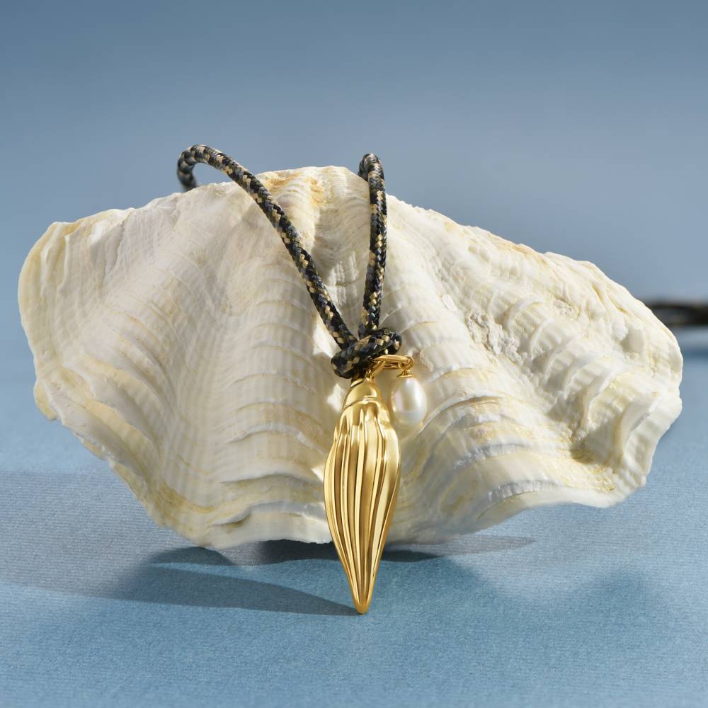 By The Shore Seashell Cord Necklace in Gold Plating-4 product photo