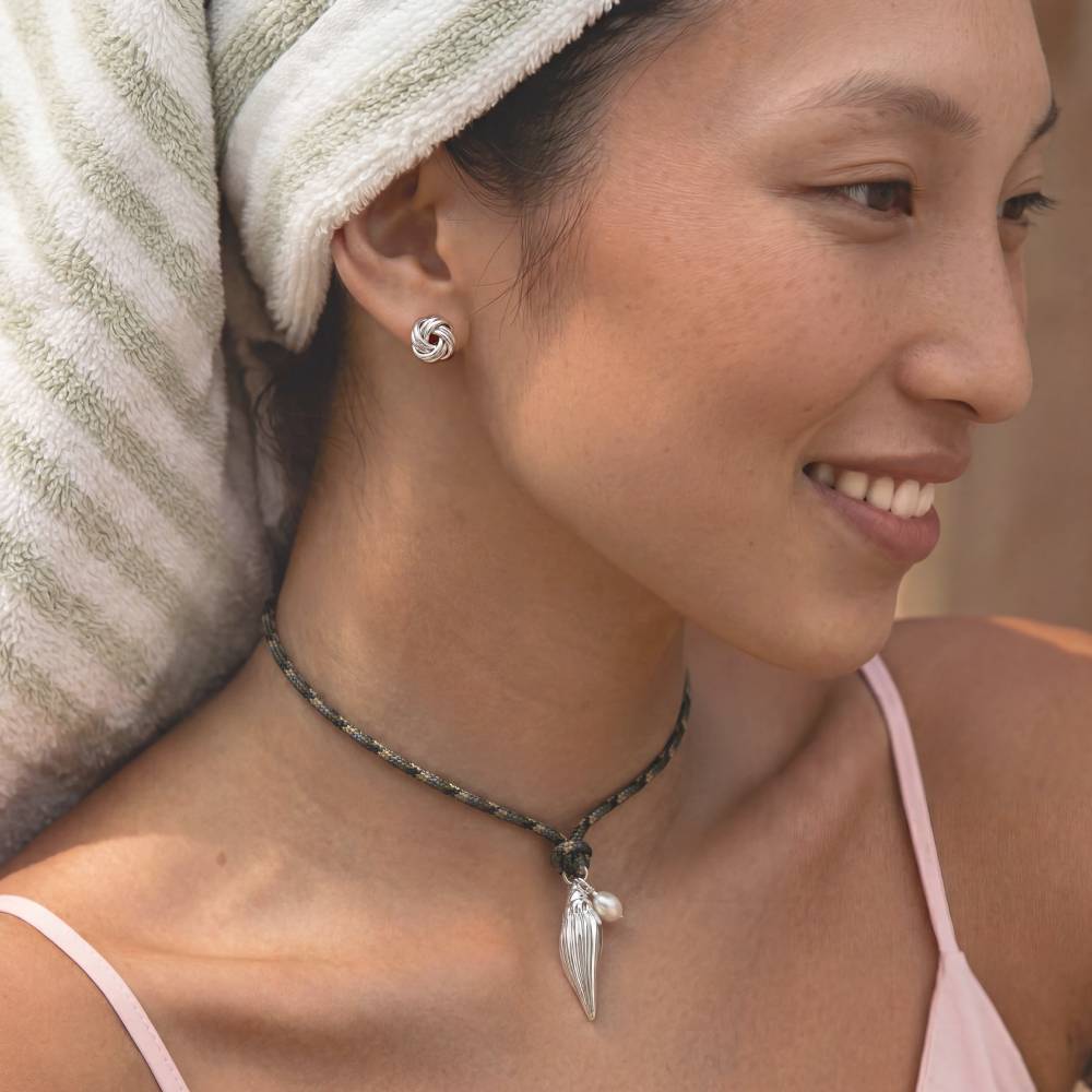 By The Shore Shell Cord Necklace in Silver-3 product photo