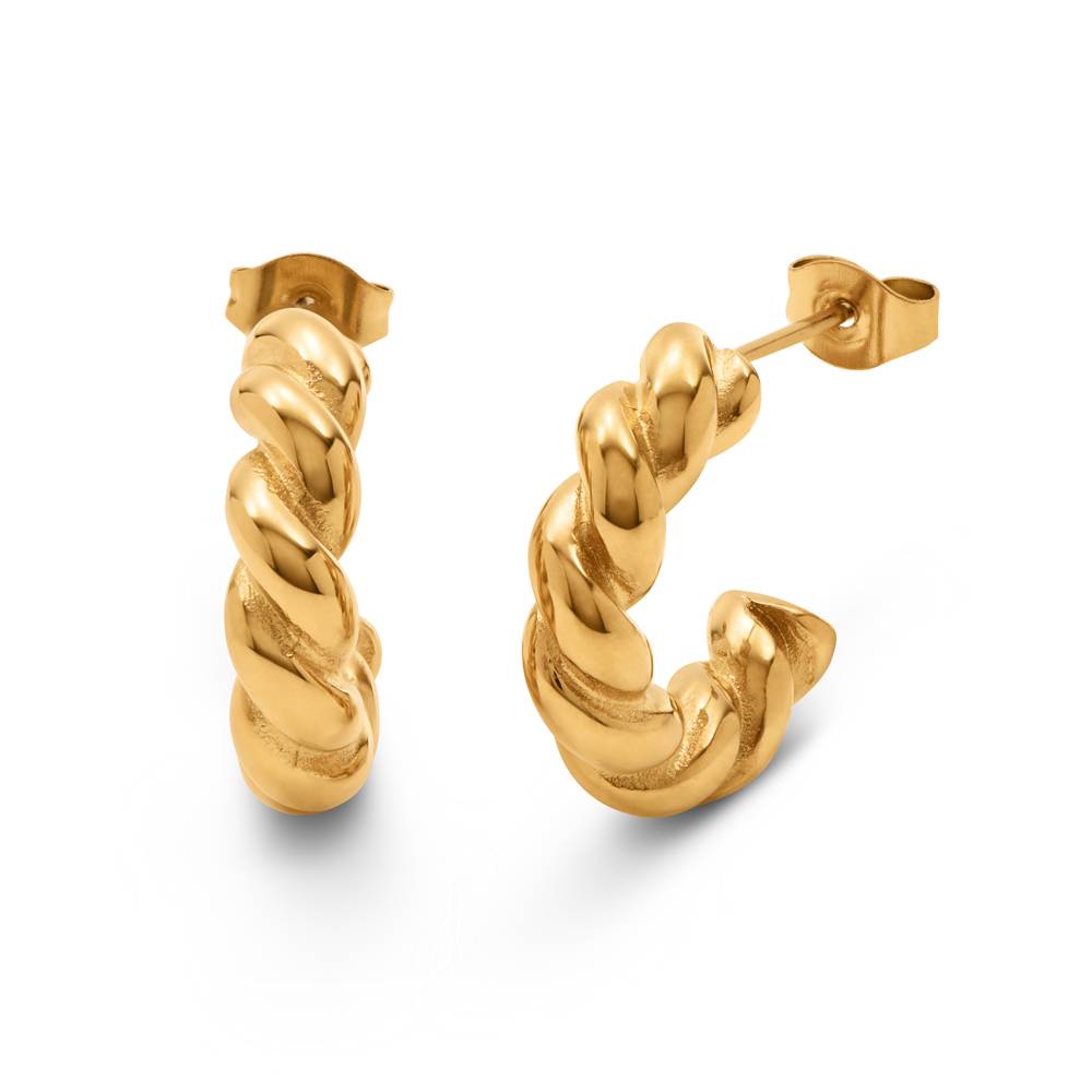 Celine Twist Hoops in Stainless Steel with Gold PVD-1 Celine Twist Hoops in Stainless Steel with Gold PVD-1 product photo