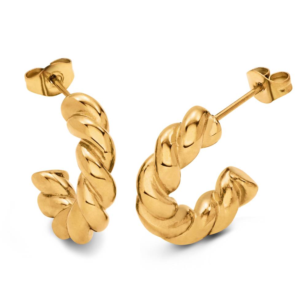 Celine Twist Hoops in Stainless Steel with Gold PVD-2 Celine Twist Hoops in Stainless Steel with Gold PVD-2 product photo
