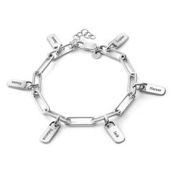 Theo Grace Rory Chain Link Bracelet with Custom Charms in Silver