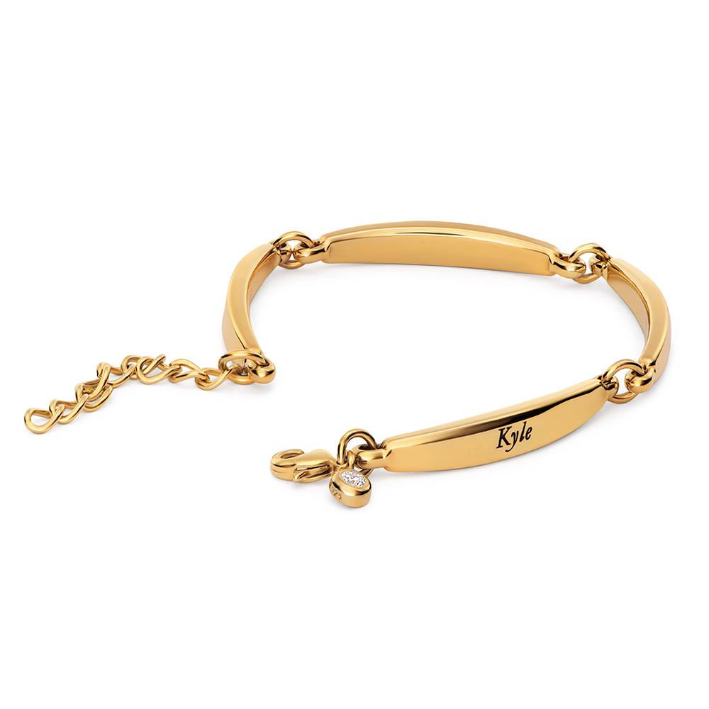 Chapters Engraved Bar Bracelet in Gold Plating with 0.10CT Diamond-4 Chapters Engraved Bar Bracelet in Gold Plating with 0.10CT Diamond-4 product photo
