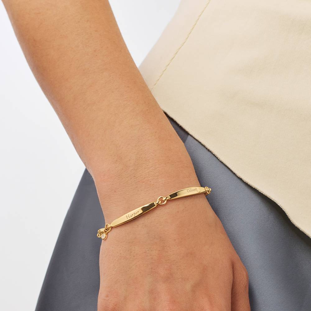 Chapters Engraved Bar Bracelet in Gold Plating with 0.10CT Diamond-2 Chapters Engraved Bar Bracelet in Gold Plating with 0.10CT Diamond-2 product photo
