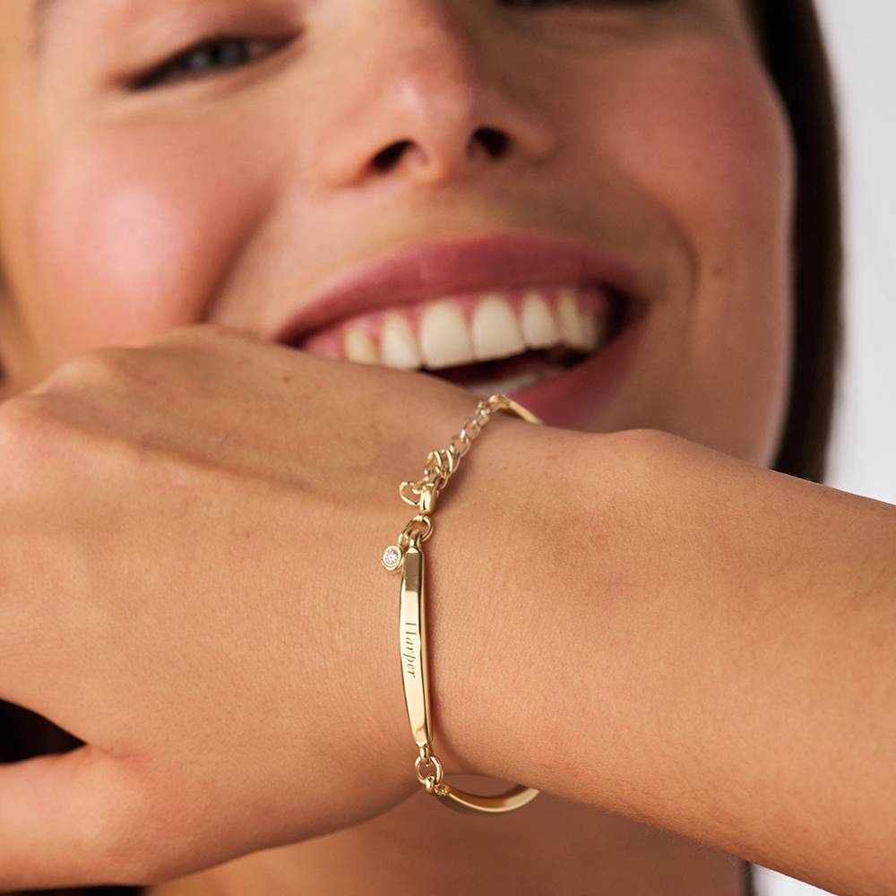 Chapters Engraved Bar Bracelet in Gold Plating with 0.10CT Diamond-5 Chapters Engraved Bar Bracelet in Gold Plating with 0.10CT Diamond-5 product photo