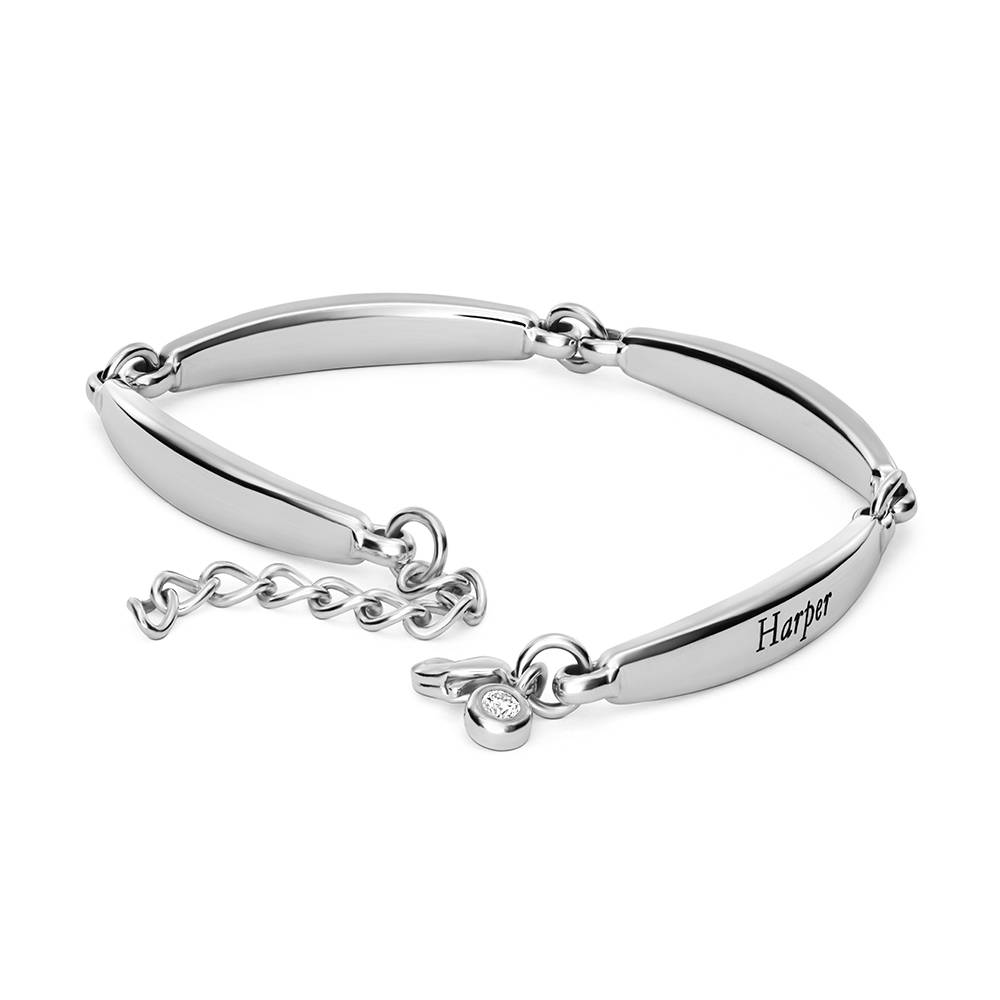 Chapters Engraved Bar Bracelet in Silver with 0.10CT Diamond-4 Chapters Engraved Bar Bracelet in Silver with 0.10CT Diamond-4 product photo