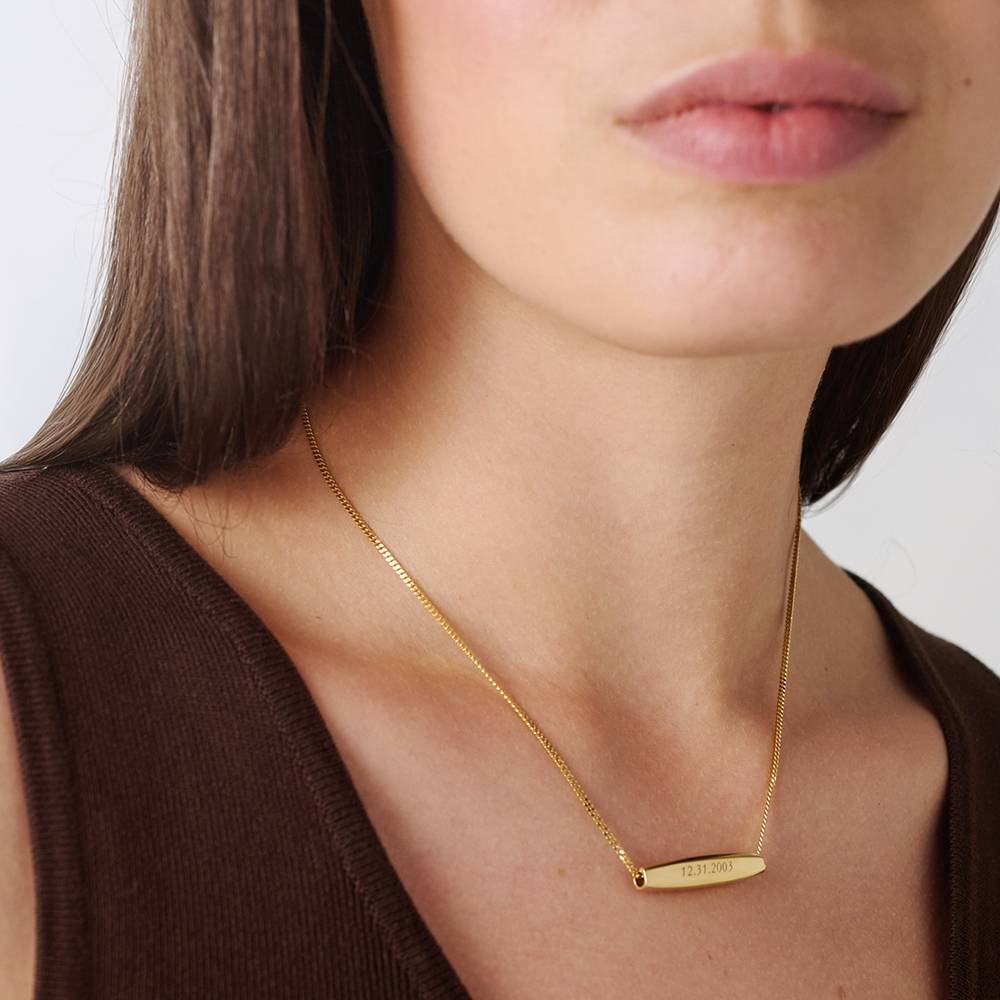 Chapters Engraved Spinning Bar Necklace in Gold Plating-2 product photo