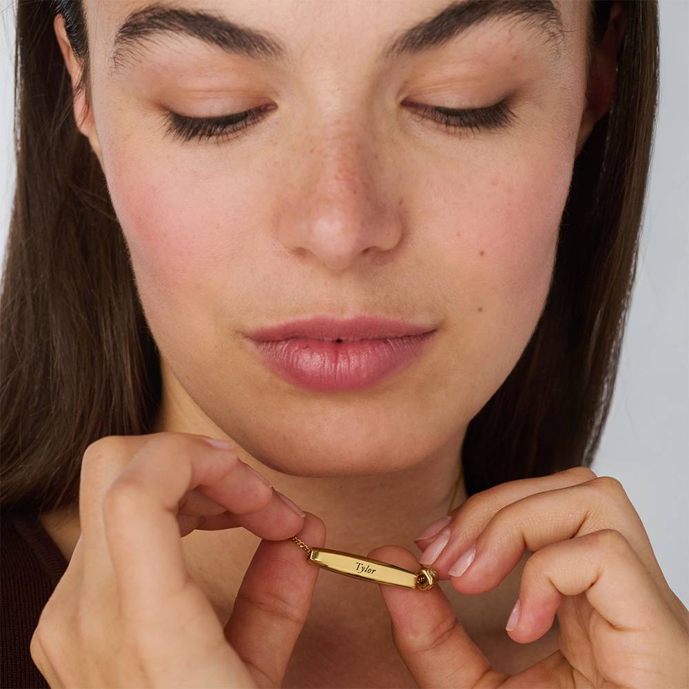 Chapters Engraved Spinning Bar Necklace in Gold Plating with 0.08CT Diamond-3 product photo