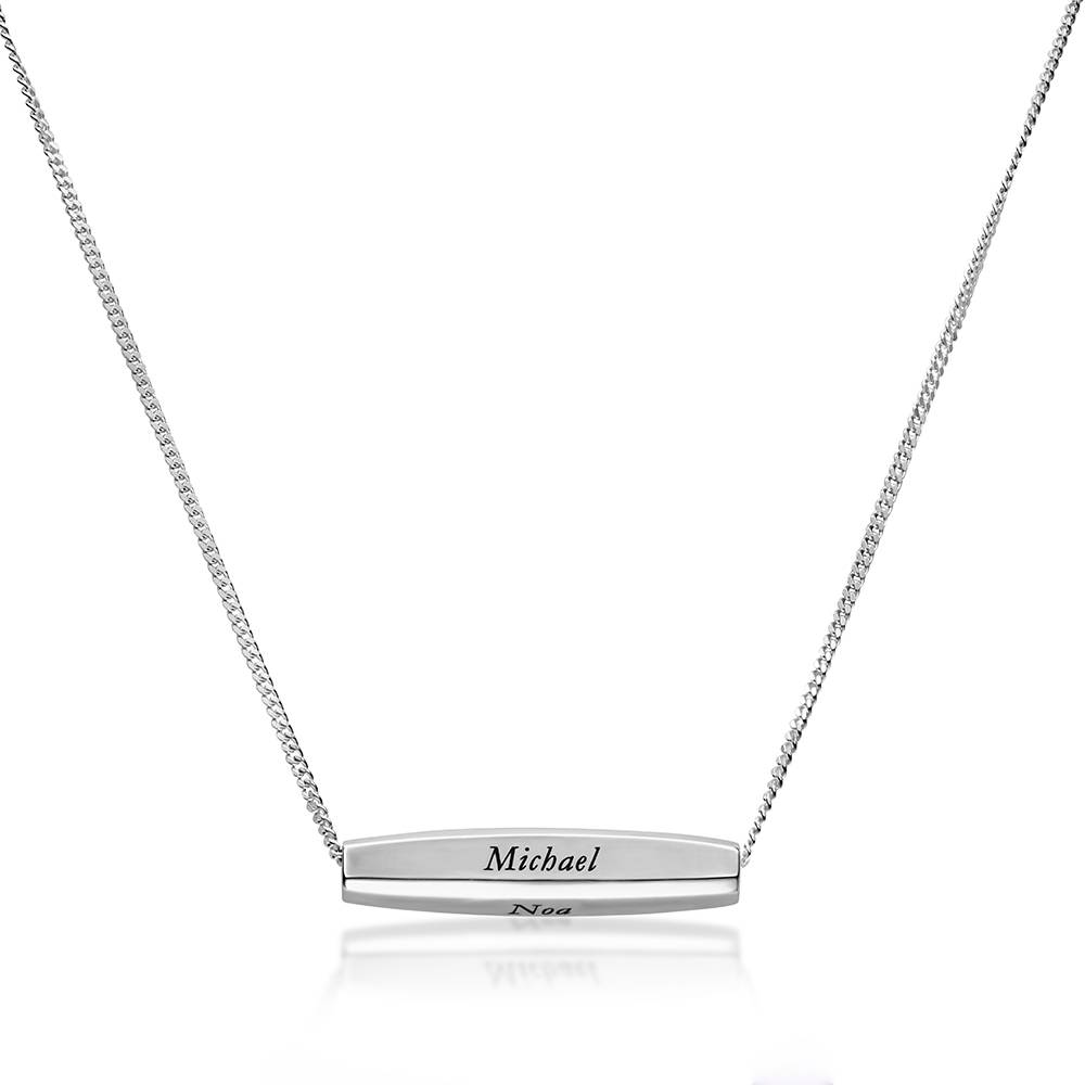 Chapters Engraved Spinning Bar Necklace in Silver