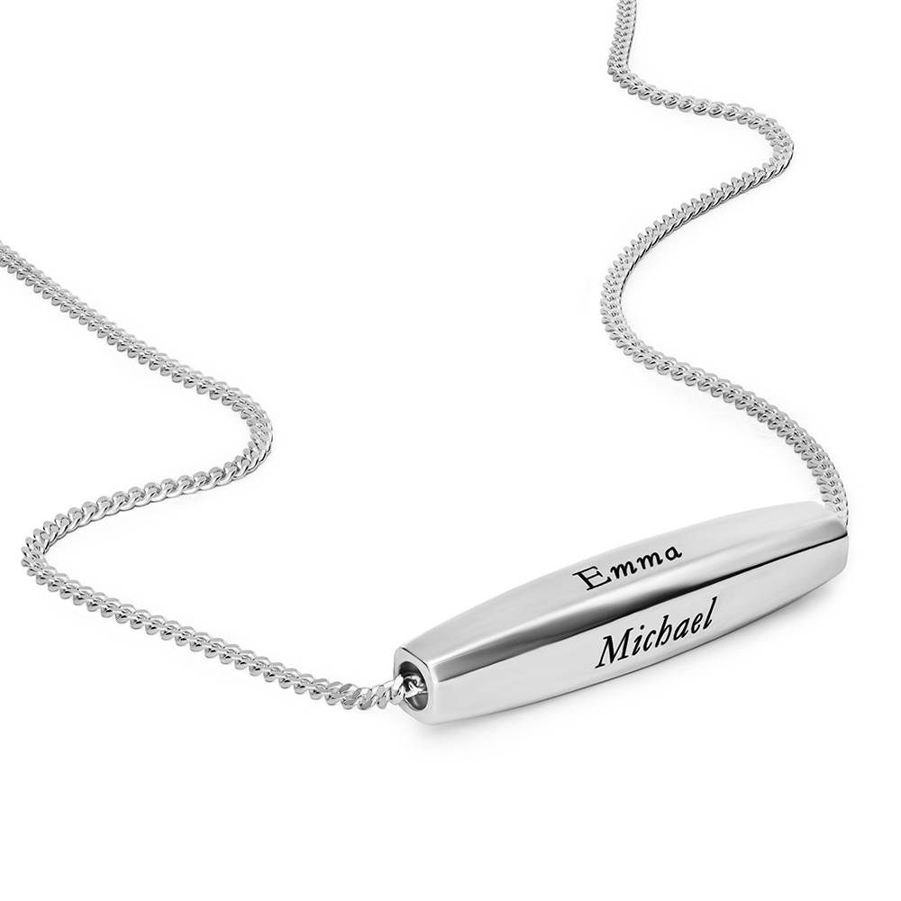 Chapters Engraved Spinning Bar Necklace in Silver-4 product photo